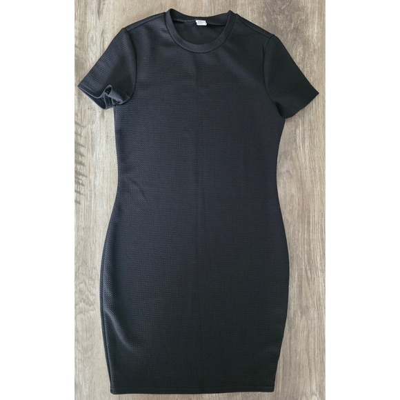SHEIN Other - Girls Black Textured Waffle Knit Bodycon Short Sleeve Mini Dress Size 12/13‎ yrs